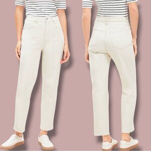 LOFT Pintucked High Rise Straight Jeans in Popcorn Size 25/0 NWOT
